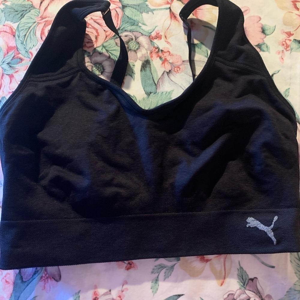 Puma Black Women's Sporty Seamless Support Bra Size Large